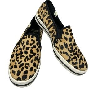 Kate Spade Keds Leopard Calf Hair Slip On Shoes Double Decker Women's 7.5